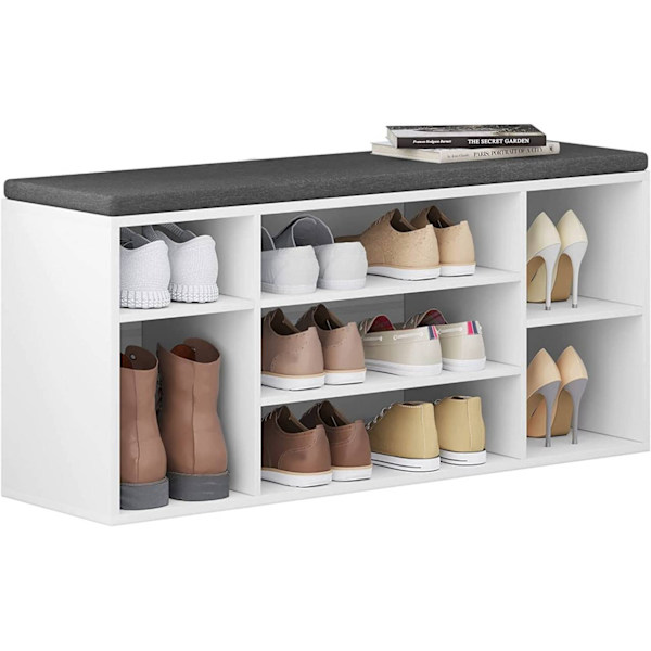 Rootz skostativ med sæde - Entrébænk - Skoorganisator - Rigelig opbevaring, komfortabel pude, nem vedligeholdelse - 103,5 cm x 48 cm x 30 cm