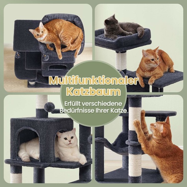 Rootz Multi -etager Cat Tree med hule - Scratching Post - Climbing Tower - Robust design - 45 cm x 35 cm x 112 cm