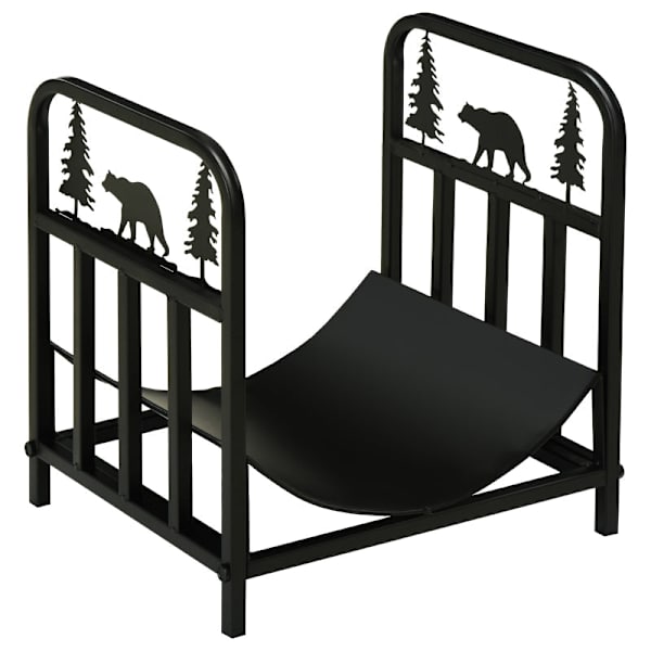 Rootz Vedställ - Vedhållare - Vedförvaring - Metallkonstruktion - Bågformad bas - Vinterdesign - Rostbeständig - 42 cm x 33,5 cm x 43 cm