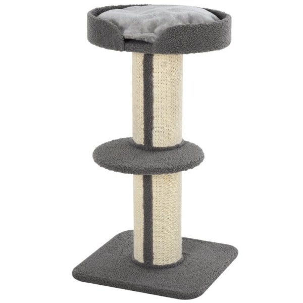 Rootz Cat Tree - Play Tree - Scratching Post - Cats 2-tier Scratching Tree - E1 Chipboard - Grey - 45 x 45 x 91 cm