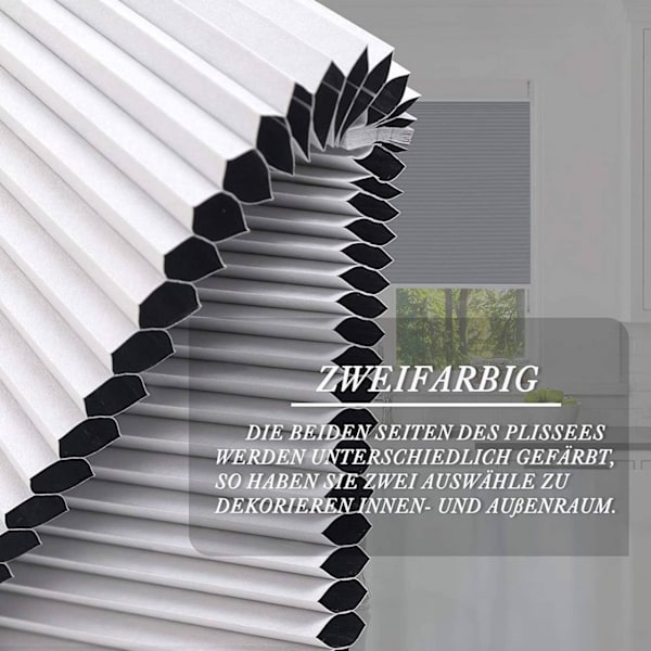 Rootz dubbelplisserad persienn - Honeycomb Shade - Brusreducering & mörkläggning - 45-120 cm x 120/130/220 cm - 100 % polyester - Vit