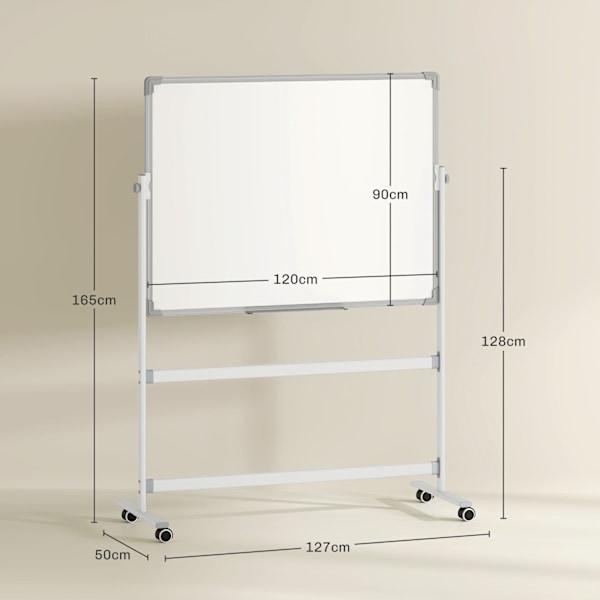 Rootz Mobile Magnet Whiteboard - Rotertable Teaching Board - Writing Display - 360 ° Flexibilitet - 120 x 90 cm