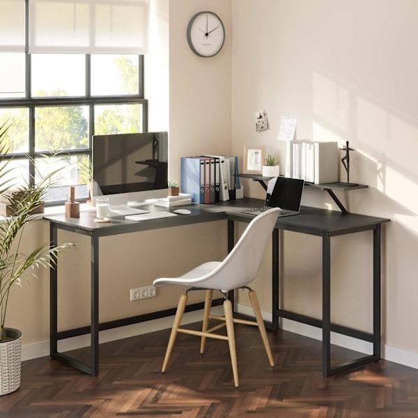 Rootz Corner Desk - L-muotoinen tietokonepöytä liikkuvalla näyttöliittimellä - Pöydät - Kotitoimisto, Pelit - Musta