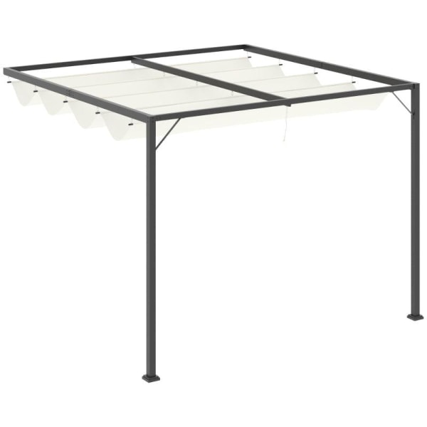 Rootz Pergola Gazebo - Havepavillon - Grillpavillon - Med stoftag - Vejrbestandig - Vægmonteret - Metal/Polyester - Cremehvid - 3 x 3(m)