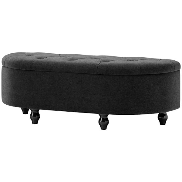 Rootz Velvet Opbevaringsbænk - Osmannisk - Polstret skammel - Tæt polstring - Sorte gummitræben - 120 cm x 46 cm x 42 cm