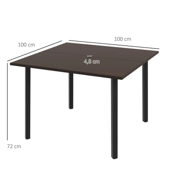 Rootz udendørs spisebord - Paraplyhul - Haveborde - Metalstel - Stål - Brun - Sort - 100L x 100W x 72H cm