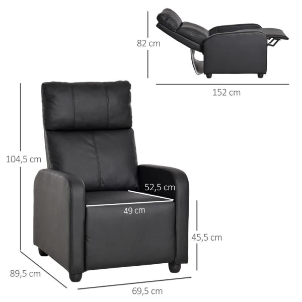 Rootz Relaxation Chair - Tv Stol - Fåtölj - Liggande funktion - Läder - Svart