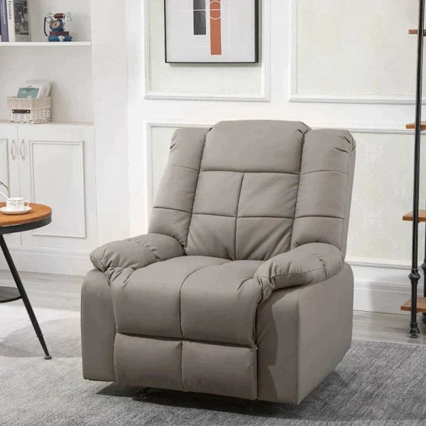 Rootz Massagestol - Elmassagestol - Avslappningsstol - Tv-stol - 8 Massagefunktion - Tiltbar Med Fjärrkontroll - Läderimitation - Grå - 94 x 99 x 99 c