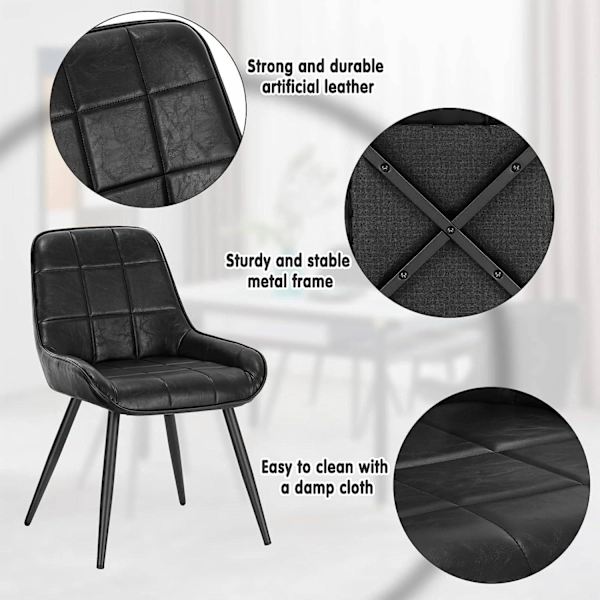 Rootz Set med 6 matstolar - Stoppade stolar - Imitationssäten - Ergonomisk design - Robust och hållbar - Golvskydd - 81,5 cm x 38 cm x 43 cm