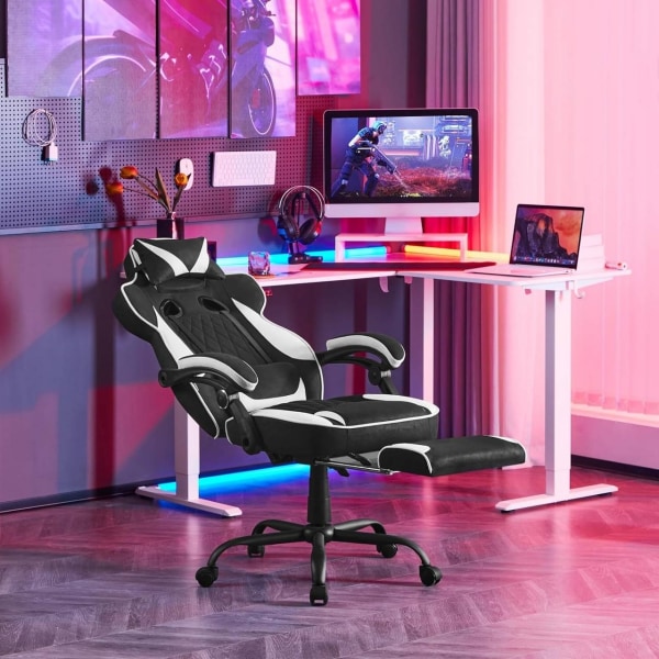Rootz Gaming Chair - Kontorstol - Computerstol - Pocket Spring Pude - Ergonomisk design - Holdbart læderstof - 57cm x 51,5cm