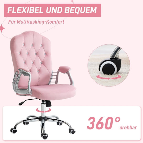 Rootz Ergonomic Office Chair - Skrivebordsstol - Drejestol - Fløjlsstof - Ekstra tyk polstring - Liggende funktion - 61cm x 61cm x 104-114cm