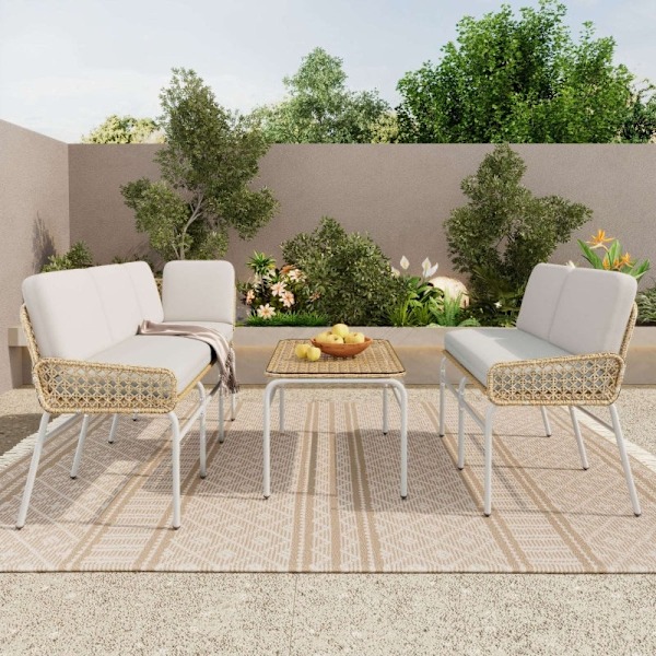 Rootz Polyrattan Set - Utemöbler - Garden Lounge Set - UV-resistenta kuddar - 180cm x 180cm x 90cm