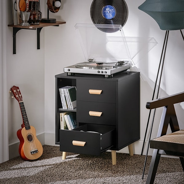 Rootz Sengebord - Sidebord - Telefonbord - Moderne Charm - Nem montering - Kompakt design - 48cm x 60cm x 40cm - Sort FBT95-SCH