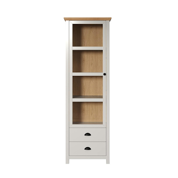 Rootz Display Cabinet - Showcase - Curio - Exhibit Case - Trophy Holder - Storage Unit - Light Grey/Artisan Oak - 65x201x41 cm