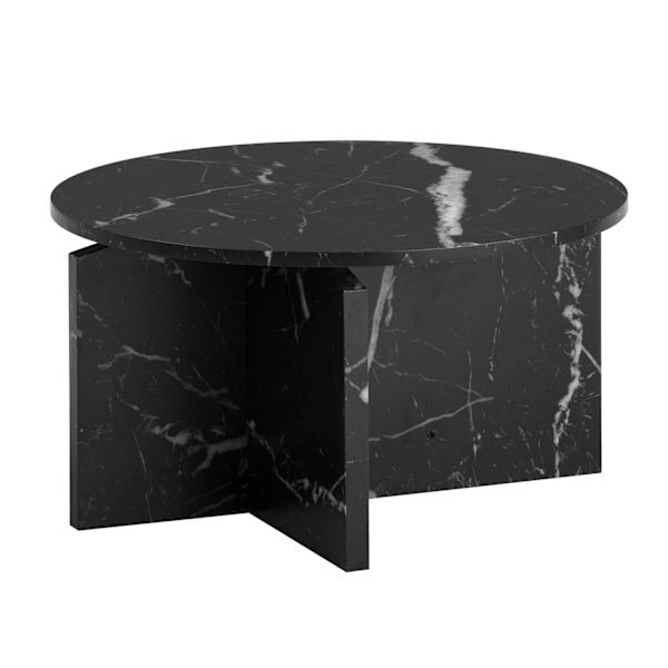 Rootz Modern soffbord - Rund svart look - Stylish Low Table - Anti -Slip Pads - 60cm x 60 cm x 33 cm