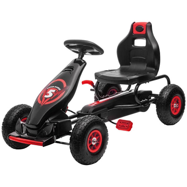 Rootz Lasten karting - Polkimet - Säädettävä istuin - Sisällä ja ulkona - Alkaen 5 vuotta - Punainen + musta - 121 x 58 x 61 cm