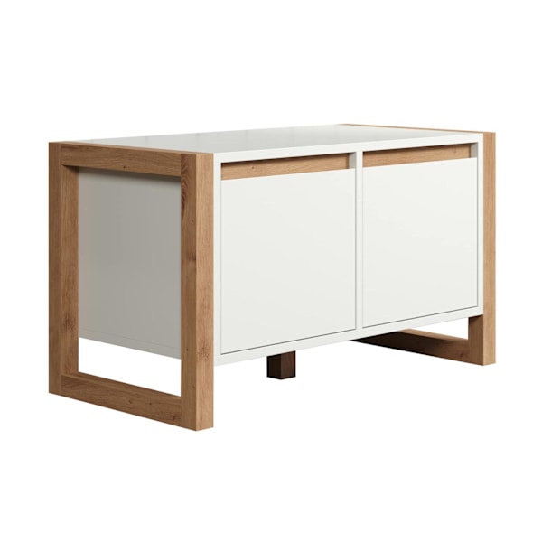 Rootz Seating Solution - Stylish Bench with Storage - Modern Accent Furniture in White/Artisan Oak - 78 x 46 x 40 cm