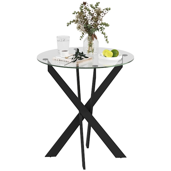 Rootz Modern Glass -Egg Table - Spisebord - Køkkenbord - Skrab -resistent - 70 cm diameter x 75 cm højde