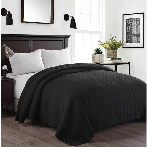 Rootz Premium sängöverdrag - Lyxigt täcke - Snyggt överkast - Elegant filt - Mysigt överdrag - Chic täcke - Svart - 240x260cm
