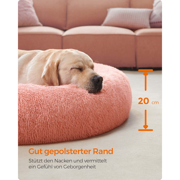 Rootz Plys Hundeseng - Dyreseng - Blød pude - Plysmateriale - PP Fyld - 120 cm x 20 cm - Pink - 3,2 kg