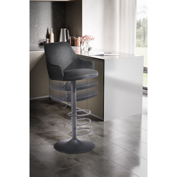 Rootz Modern Design Barpall - Sammetssits - Diamantquiltning - Metallbas - 45cm x 86-106cm x 45cm