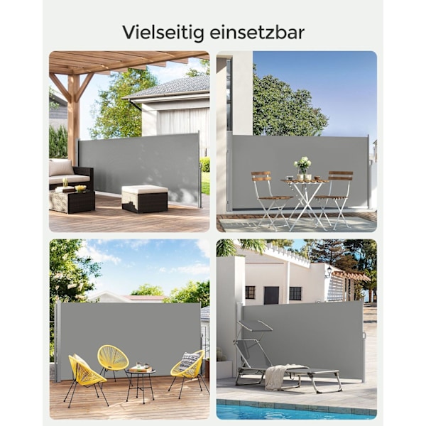 Rootz Sidefortelt - Solafskærmning - Udendørs baldakin - Pulverlakeret stål - Polyester - UV-beskyttelse - 140 cm x 300 cm x 6,4 kg