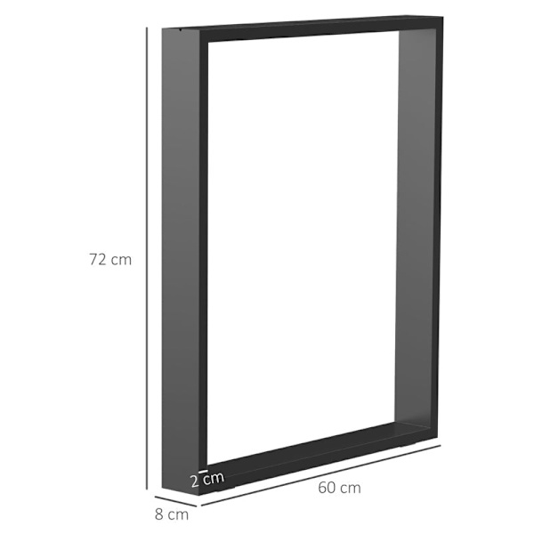 Rootz bordbensæt - 2 stålben - Forborede huller - Industrielt design - Stål - Sort - 60L x 8W x 72H cm