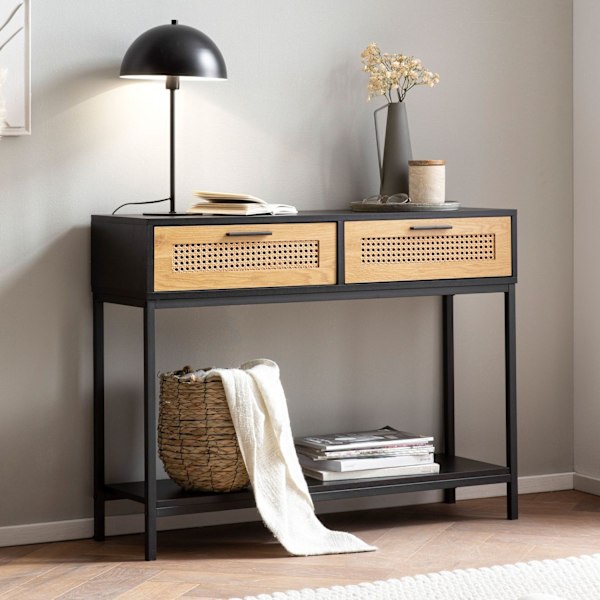 Rootz Chic Console Bord - Entrébord - Hallbord - Wienervävda fronter - Förvaringsutrymme - 100 cm x 30 cm x 75 cm