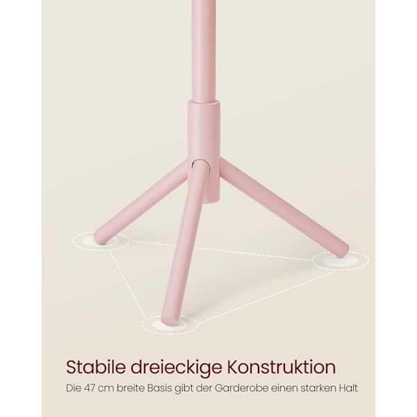 Rootz Winders 'Stand in Tree Form - Justerbar tøjophæng - frakke rackstativ - Solid træ - 47x47x175cm - lyserød