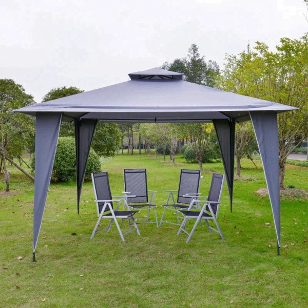 Rootz Gazebo - Festtält med dubbelt tak - Marquee Gazebo - Metall - Polyester - Grå - 3,45 x 3,45 x 2,68 m