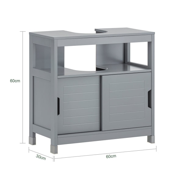 Rootz Vask Underskab - Håndvaskstativ - Badeværelsesvask - Rummelig opbevaring - Fugtbeskyttelse - Nem montering - 60 cm x 60 cm x 30 cm - Stålgrå