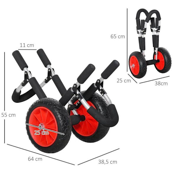 Rootz Surfvagn - Surfbräda Transportvagn - Surfbräda Trolley - Vagn - 45 kg L64 x B55 x H38,5 cm