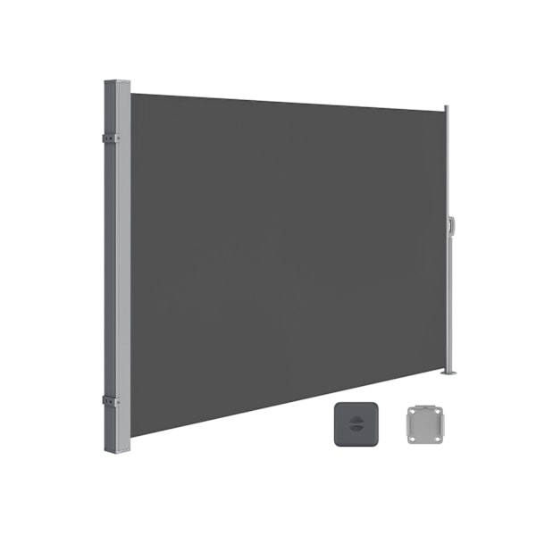 Rootz sidomarkisskärm - Utomhusskyddsskärm - UV-beständig - 160 cm x 350 cm - Antracitjärnlåda - Skyddslock - 6,8 kg