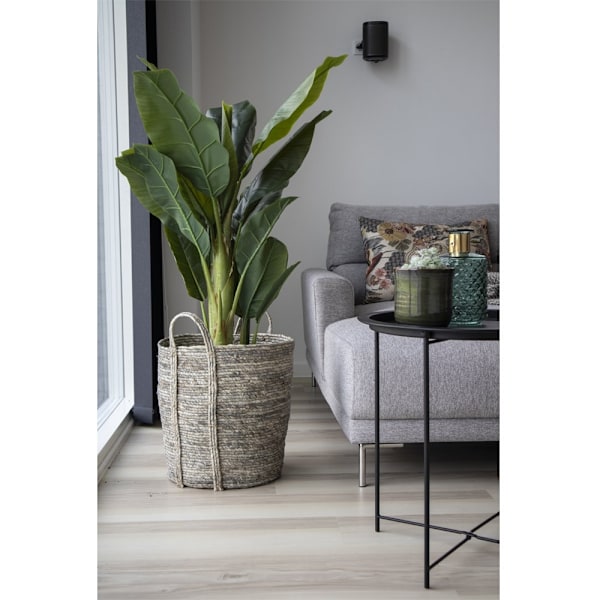 Rootz Udine Round Basket - Grey Basket - Palm Leaf Storage - Stylish Home Organization