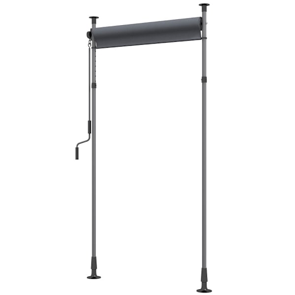 Rootz fristående markis - Justerbar längd - Handvev - Ingen borrning - Aluminiumram - Polyester - Mörkgrå - 1,5 m X 2,2-3,1 m