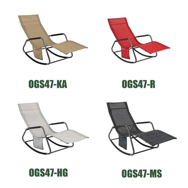 Rootz Garden Lounger - Solstol - Gungstol - Ergonomisk design, förvaringsficka, stöder upp till 120 kg - Metallram med syntetfibertyg - 145cm x 84cm x
