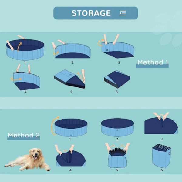 Rootz Pet Swimming Pool - Hundepool - Soppebassin - Swimming Pool - Hundebad - Sammenklappelig - PVC+ Træ - Blå