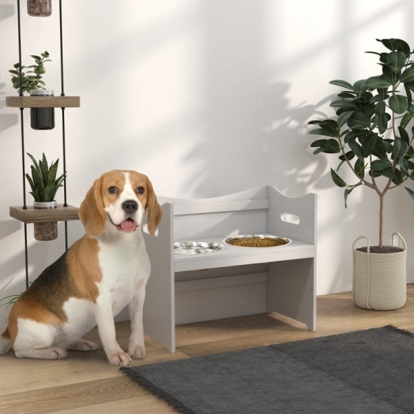 Rootz PawHut justerbar matningsstation - Slitstark matare för husdjur - Snyggt hundskålsställ - Ergonomisk design - Lätt att rengöra - 54 cm x 31,5 cm