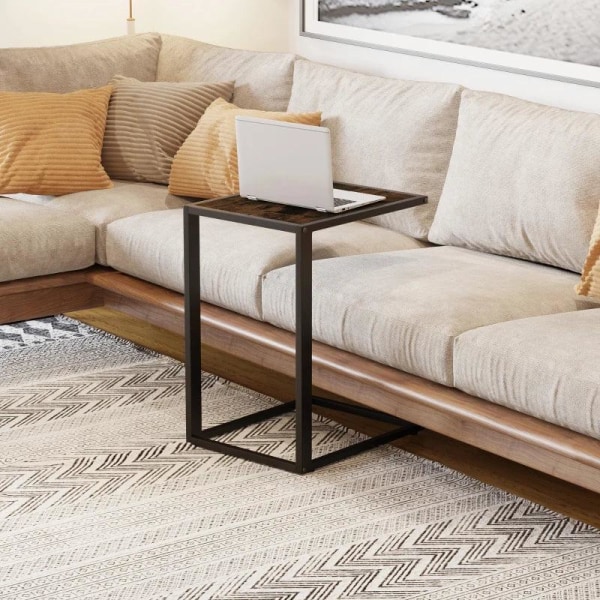 Rootz sidebord - C-formet sidebord - Sofabord - Ståbord - Metal Mdf - Rustik brun - 40,6 x 50,8 x 64,2 cm