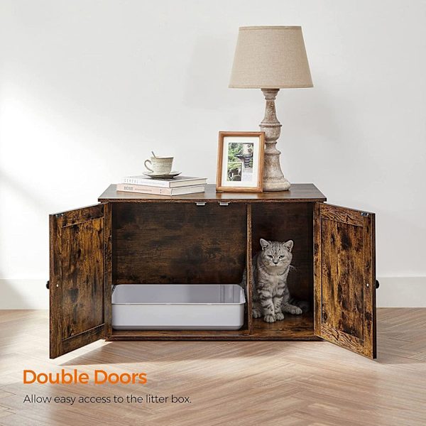 Rootz Cat House - Kattskåp - Husdjursmöbler - Spånskivakonstruktion - Böjd entré - Multifunktionell - 80 cm x 53 cm x 49,2 cm