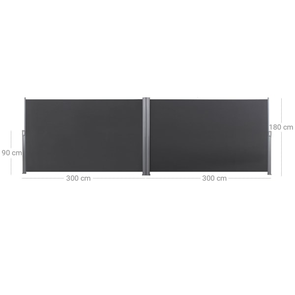 Rootz dubbelsidig markis - Sekretessskärm - Vindskydd - TÜV-certifierad - Enkel installation - 300cm x 280cm x 0,5cm