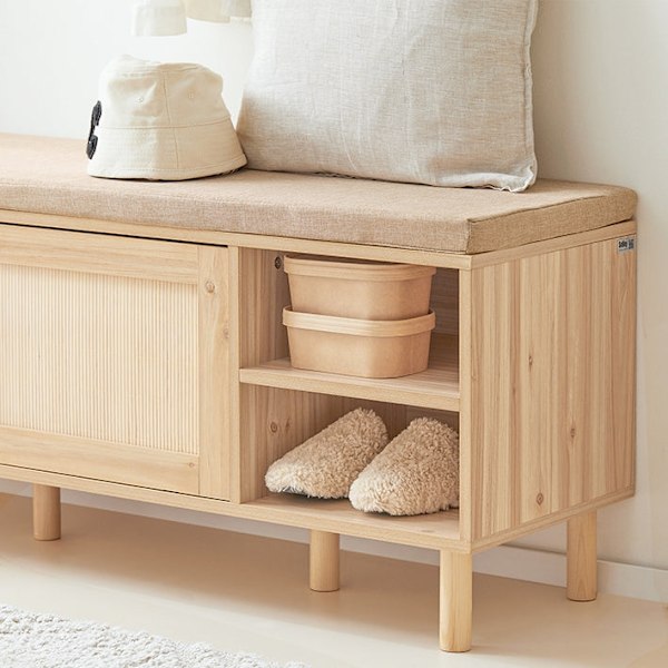 Rootz skoskab med bænk - Skobeholder - Skostativ - Bambusmateriale - 121cm x 49cm x 35cm