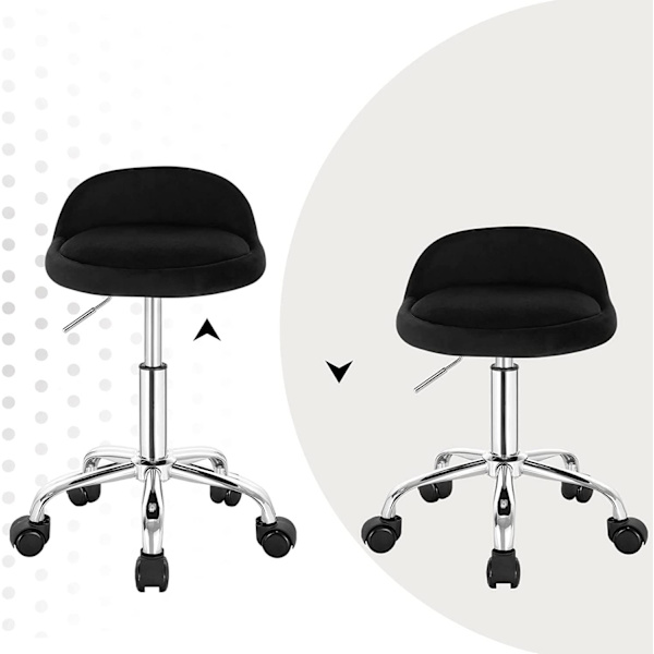 Rootz justerbar sammetskontorspall - Skrivbordsstol - Vridbar pall - Snygg, bekväm, ergonomisk - Höjd 53-65,5 cm - Sits 30x30 cm