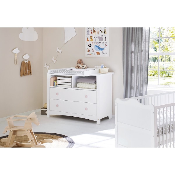Rootz Florentina Extra Wide Changing Unit - Baby Dresser - Nursery Furniture - Anpassningsbar förvaring - 130 cm x 77 cm x 101 cm