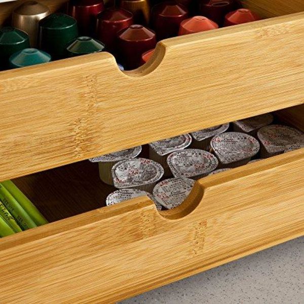 Rootz Kaffemaskine Stand & Coffee Pod Kapsel Teposer Æskeholder Organizer med 2 skuffer