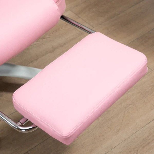 Rootz kontorstol med fodstøtte - Justerbart ryglæn - Højdejusterbart - 5 hjul - Kunstlæder - Pink + Hvid - 65cm x 68cm x 116cm