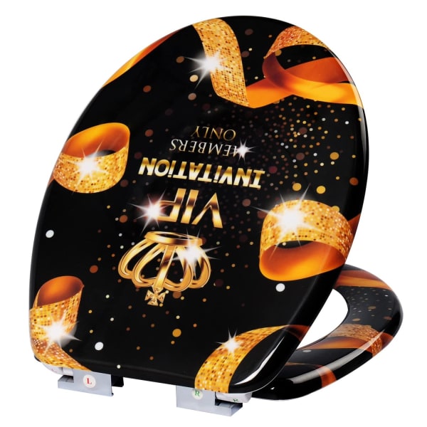 Rootz Toalettsits - Toalettlock - Toalettöverdrag - WC Top - Badrumssits - Loo Shield - Throne Cap - Guld VIP - 18,9x15,4x2,6 tum