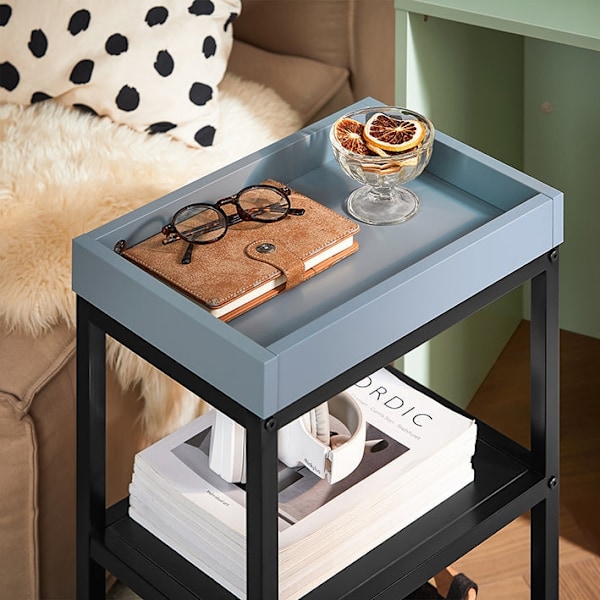 Rootz 2 -i -1 sidobord och serveringsvagn - End Table - Mobile Tray - Högkvalitativ MDF & METAL - 25x38x58cm & 30x60x40cm