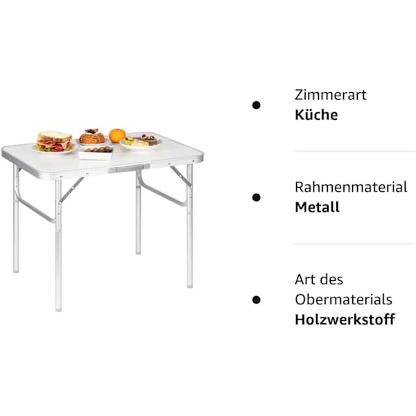 Rootz Camping Pöytä - Kokoontaittuva ulkopöytä - Piknikpöytä - Kevyt ja taitettava - Korkeussäädettävä - Tukeva ja vakaa - 55 cm x 25,5/58,5 cm x 75 c