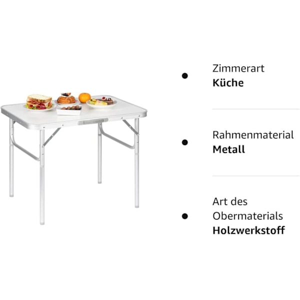 Rootz Campingbord - Udendørs klapbord - Picnicbord - Let og foldbart - Højdejusterbar - Robust og stabilt - 55 cm x 25,5/58,5 cm x 75 cm